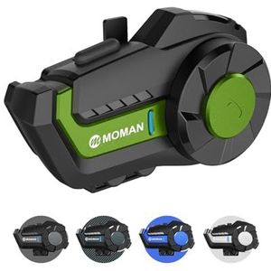 Moman H2【1 verpakking groen】 Draadloze bluetooth-intercom motorhelm, communicatiesysteem tot 1000 m, FM-radio, waterdicht, bluetooth-intercomhelm voor motorfiets
