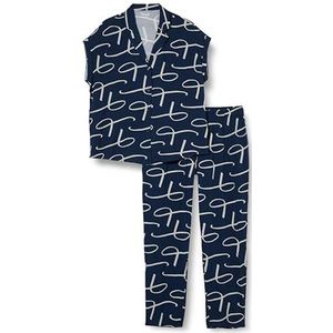 Triumph Boyfriend Fit Pw 01 Pyjamaset voor dames, Blauw - Donkere jumpsuit