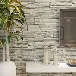 HANMERO Behang, motief steen, baksteen, modern, reliëf, PVC, voor woonkamer, slaapkamer, tv, achtergrond 0,53 m x 10 m