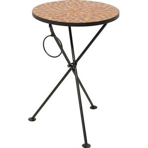 Kare Table d'appoint design Clack Mosaic - Orange - Diamètre : 35 cm - Plateau en verre - Structure en acier - Rond