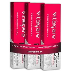 Vitalcare | Professional - Permanente haarkleurcrème, haarkleur met zijdeproteïnen en keratine, nr. 4/23, Jamaica-bruin, 3 x 100 ml