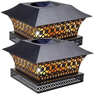 Siedinlar Zonne-tuinharingen lampen voor metalen hekpalen waterdichte lampen voor hekpalen voor 4x4 5x5 6x6 patio tuindecoratie