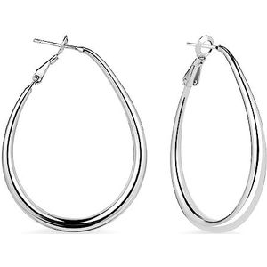 2 stuks Creoolse oorbellen voor dames, van 925 sterling zilver, druppelvorm, creolen, ovaal, grote oorringen, eenvoudig voor dames, licht en gemakkelijk te dragen (zilver), botten, Geen edelsteen