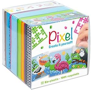 Pixel P29023 - knutselset ""vogels aan het meer"", insteeksysteem als creatief tijdverdrijf voor kinderen vanaf 6 jaar, kubusdoos met patroonsjablonen en pixelvierkanten