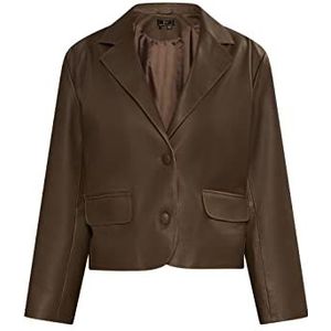NALLY Blazer en cuir pour femme 29027088-NA02, taupe, taille L, taupe, L