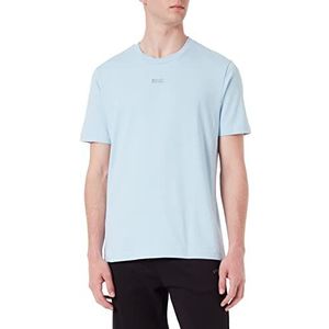 BOSS Uniseks katoenen stretch T-shirt met veelkleurig logo, Lichtblauw/pastel 456