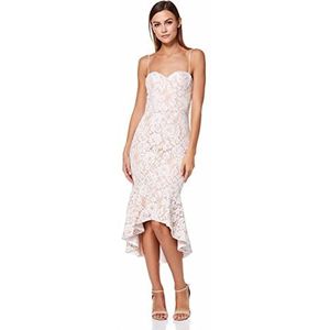 Cleo All Over Lace Cami Strap Midi Dress, Ivory/Nude, EU 44