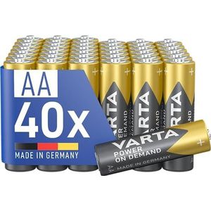 VARTA AA batterijen, 40 stuks, Power on Demand, alkaline, 1,5 V, milieuvriendelijke verpakking, voor computeraccessoires, Smart Home, zaklampen, Made in Germany [exclusief bij Amazon]