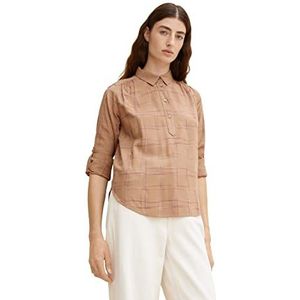 TOM TAILOR Denim damesblouse met capuchon, 30308 - Woven Big Camel Grid Check