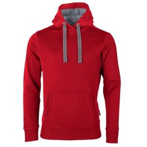 HRM Uniseks capuchontrui, hoogwaardige capuchontrui voor dames en heren met contrasterende binnenvoering, uniseks basic capuchontrui, pullover voor dames en heren, hoogwaardige en duurzame kleding, rood, S, Rood