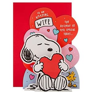 Hallmark Valentijnsdagkaart voor dames, Snoopy 3D Peanuts rood/wit