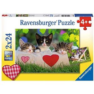 Ravensburger - Kinderpuzzel – puzzels 2 x 24 p – kittens in rust – vanaf 4 jaar �– 07801