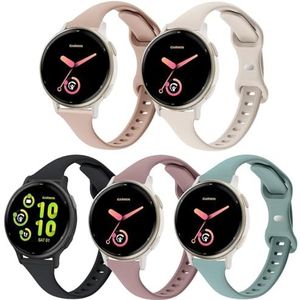 TUCOMO 5 stuks dunne siliconen reservebandjes compatibel met Garmin Vivoactive 5/Vivoactive 3/Venu Sq 2, 20 mm, dun, zacht, voor sport, Garmin Vivomove HR/Luxe/Style, heren en dames