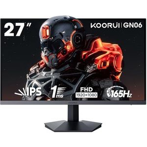 KOORUI Gaming Ercan PC 27 inch, pc-monitor 165 Hz, FHD (1920 x 1080), IPS, 1ms GTG, Adaptive Sync, compatibel met VESA 75 x 75 mm, DCI-P3 90% (HDMI, DisplayPort) zwart