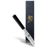 KAI Shun Klassiek Japans groentemes, 9 cm, lemmetlengte – Damascus mes 32 lagen VG MAX-kern – 61 (±1) HRC – handvat van pakkawood – gemaakt in Japan – gesmeed utilitair mes