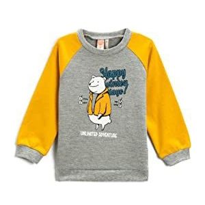 Koton Crew Neck Printed Sweatshirt met lange mouwen trainingspak, mosterd (159), 36/48 maanden baby, jongens, mosterd (159), 36/48 maanden, mosterd (159)