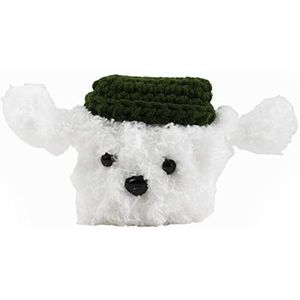 Draadloze helmhoes met siliconen binnenkant en haak aan de buitenkant in hondenvorm met hoed, wit en zwart
