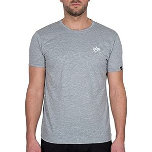 ALPHA INDUSTRIES Heren T-shirt Basic T Small Logo, grijs (grijs gemêleerd/wit - 230)