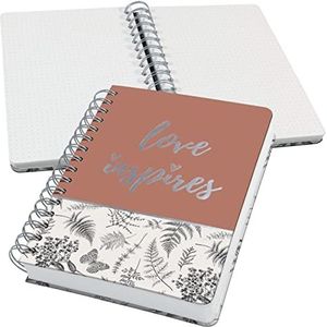 SIGEL JN605 Premium notitieboek met spiraalbinding, 16,2 x 21,5 cm, gestippeld, hardcover, bladpatroon, zwart/beige/bruin