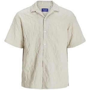 JACK & JONES Jorjeff Ss Styd24 Jacquard T-shirt met korte mouwen voor heren, Lichtbeige