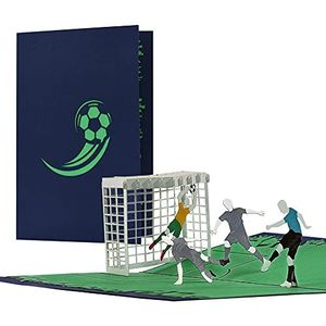 Blauwe voetbalkaart voor fans | verjaardagskaart of voucher voor voetbalfans | H36 verjaardagsuitnodigingskaarten voor kinderen