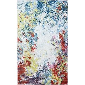 Mani Textile - Tapijt voor woonkamer, kunst, blauw, afmetingen: 80 x 150 cm