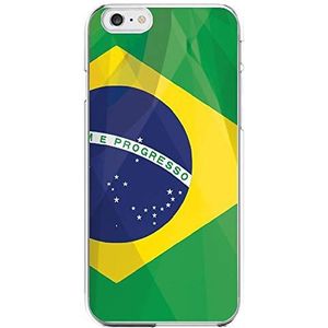 Shot Case - Beschermhoes gemaakt van siliconen, voor iPhone 5/5S/SE, motief Braziliaanse vlag, transparant, zachte gel, beschermhoes