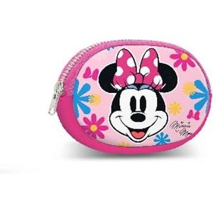 Minnie Mouse portemonnee in pilvorm, roze, 12 x 8,5 cm, roze, pill portemonnee met bloemen, Roze, Pill portemonnee met bloemen