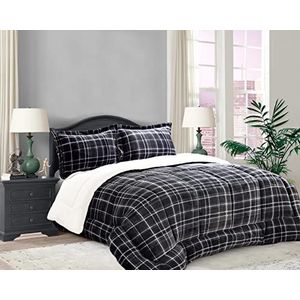 Elegant Comfort, Omkeerbaar beddengoed van microsuède, alternatief voor dons, flanel van microsuède, nachtgrijs, XL