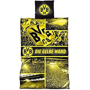Borussia Dortmund, BVB-flanellen beddengoed gele muur, geel, 135 x 200 cm