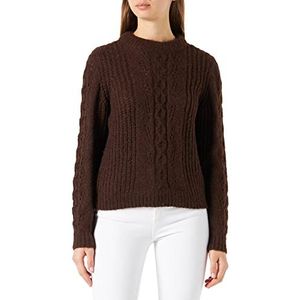 PIECES Pcassandra LS O-Cou Knit BF BC Pull Femme, Café Chicory., S