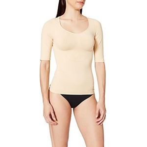 belly cloud Dames onderhemd Seamless halve mouw schnörkellilie, beige (huid 929)