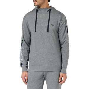 Emporio Armani Iconic Terry Hoodie met lange mouwen voor heren, Medium Melange Grey