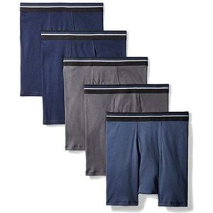Amazon Essentials Set van 5 boxershorts voor heren, zonder etiket, antracietgrijs/donkerblauw/donkerblauw, maat XXL