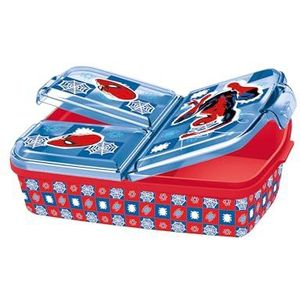 p:os 35484-Boîte Spiderman 3 Compartiments, déjeuner en Plastique avec Fermetures à Clip, boîte à goûter pour Le Jardin d'enfants, l'école et Les Loisirs, 35484, Multicolore