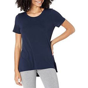 Amazon Essentials T-shirt trapèze à manches courtes et encolure dégagée pour femme (disponible en grande taille), bleu marine, taille L