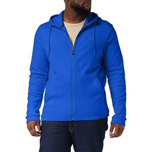 BOSS Saggy Curved herenhoodie van biologisch katoen met logo en ritssluiting, Medium Blauw