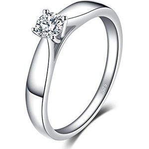 JewelryPalace Verlovingsring, trouwring voor dames, zirkonia, rond, van 925 zilver, bruiloft, belofte, cadeau, verjaardag, prachtig, geelgoud, roségoud, sieraden voor dames, Edelsteen, Zirkoniumoxide