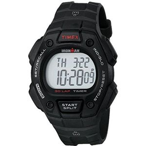 Timex Heren digitaal kwarts horloge T5K529, zwart/rood geaccentueerd, Timex Ironman Classic 30 horloge in volledige grootte 38 mm