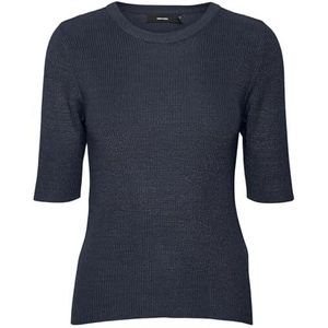 Vero Moda Vmnewlexsun 2/4 Blou Ga Rep panty met ronde hals voor dames, Blazer marineblauw