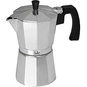 Jata Hogar CCA6 Espressomachine van aluminium, 6 kopjes, massieve handgreep, siliconen afdichting