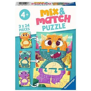Mix&Match Dino's Puzzel (3x24 Stukjes)