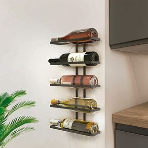 Metaltex - Wine Wall - Flessenhouder voor 5 flessen - Aan de muur - Zwart 5