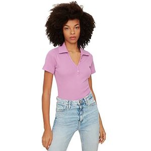 Trendyol Gebreide body met paarse knopen, T-shirt voor dames, lila, M, Lila.