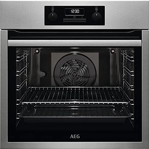 AEG BES331111M Multifunctionele oven met AquaClean reinigingsfunctie, 9 functies, gelijkmatig koken, XXL-ventilator, elektronische klok + bedieningselementen, XXL-plaat, roestvrij staal, klasse A, 72