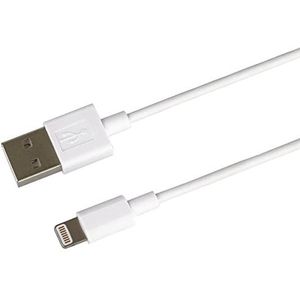 PremiumCord Apple Lightning naar USB 2.0 kabel voor Apple iPhone/iPad/iPod, 8-polige Lightning-stekker naar USB 2.0-stekker, 0,5 m, wit