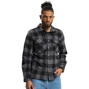 Brandit Chemise à manches longues Jeff en polaire pour homme, Noir/gris, L