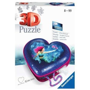 Ravensburger - Sieradenkistje in hartvorm met zeemeermin Meerjungfrauen 3D-puzzel 11249 - Prachtige zeemeerminnen-54 stukjes - vanaf 8 jaar, 11249, wit