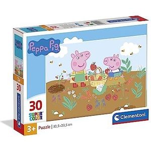 Clementoni - 20280 - Supercolor puzzel - Peppa Pig - 30 stukjes, puzzel kinderen 3 jaar, cartoon-puzzel - gemaakt in Italië