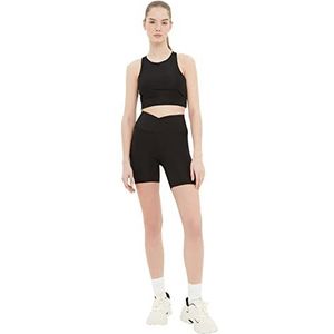 Trendyol Roller Anop Toille gedetailleerde sportpanty voor dames, yogabroek, zwart.